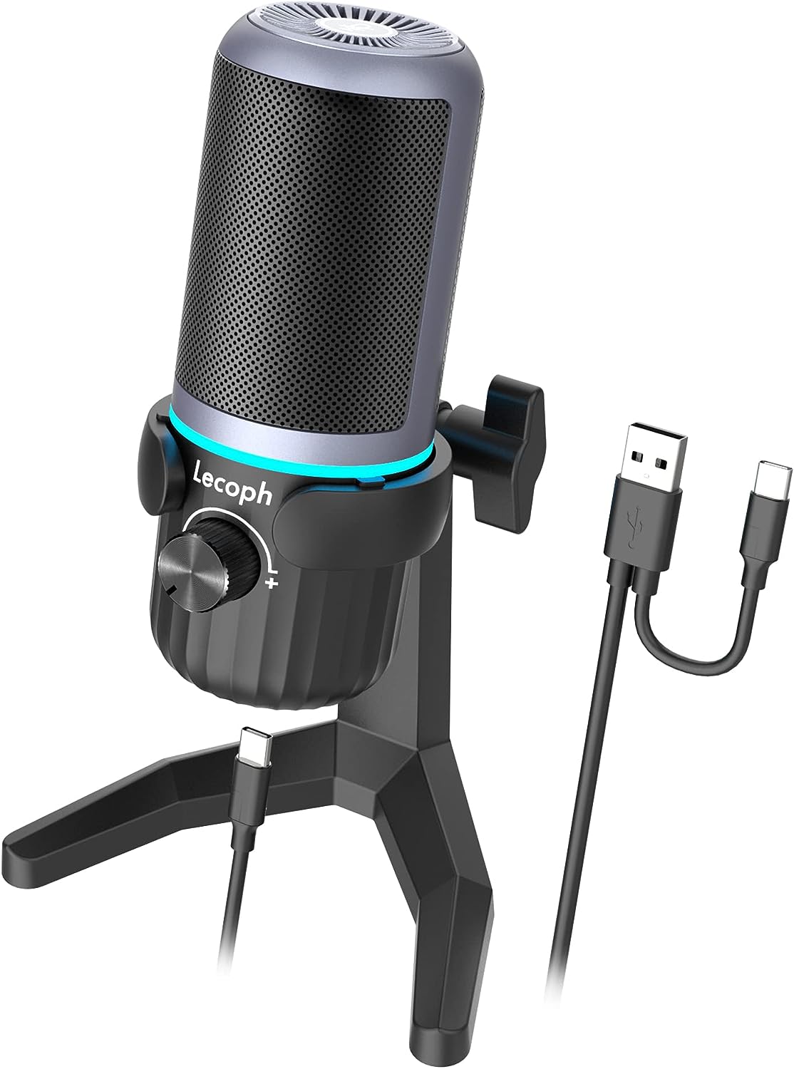 JOUNIVO USB Microphone, Condenser Mic for PC/Laptop with Volume Control and Mute Button, Headphone Output, USB Type A/C Plug and Play, for Streaming, Podcast, Discord