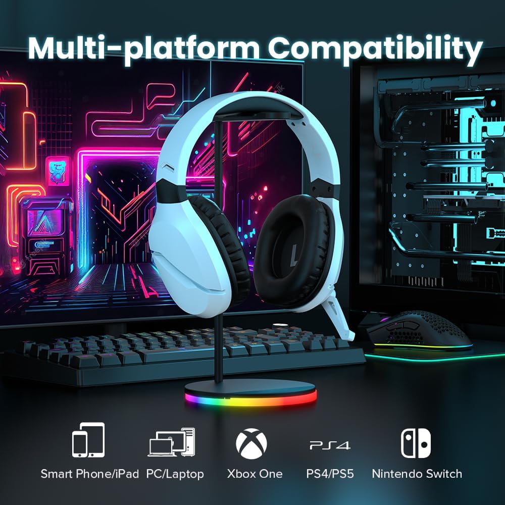 WolfLawS Wireless Gaming Headset with Noise Canceling Microphone for PS5, PC, PS4, 2.4G/Bluetooth Gaming Headphones with USB and Type-c Connector, Wired Mode for Controller