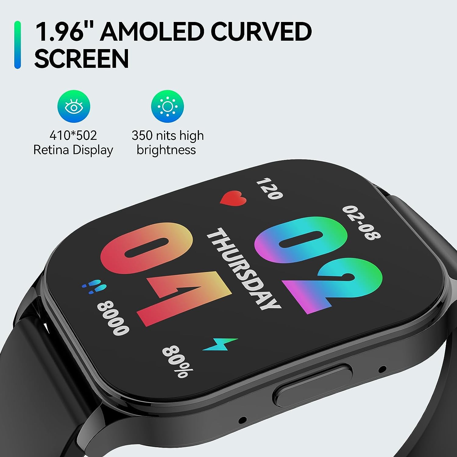 anyloop Smart Watch for Men Women, 1.96 AMOLED Display, Fitness Watch(Answer/Make Call) with Heart Rate Sleep SpO2 Monitor,IP68 Waterproof Activity Trackers and Smartwatches for iOS and Android