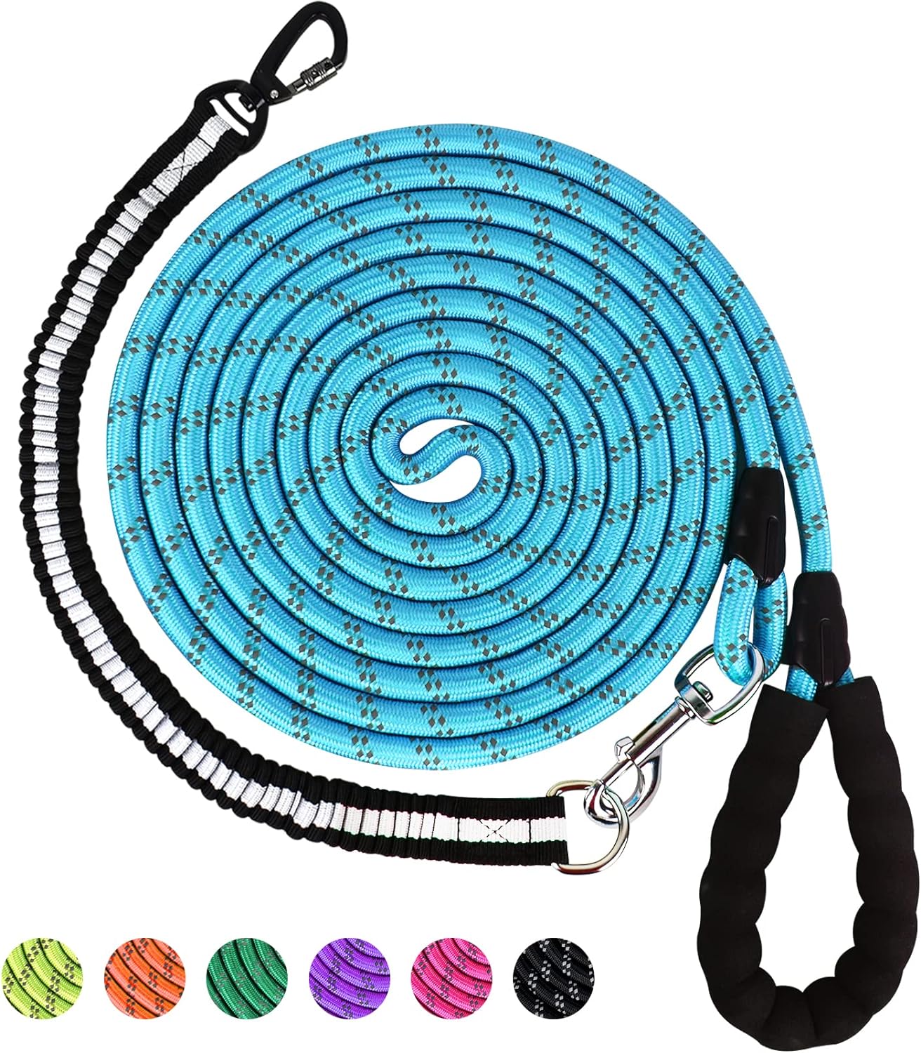 NAZOU 1/3 in Dog Leash 3FT 4FT 5FT 6FT 10FT 15FT 20FT 30FT Heavy Duty Dog Leash with Comfortable Padded Handle Dog Training for Outside Reflective Leash for Small Medium Large Dogs Up to 95LBS Blue