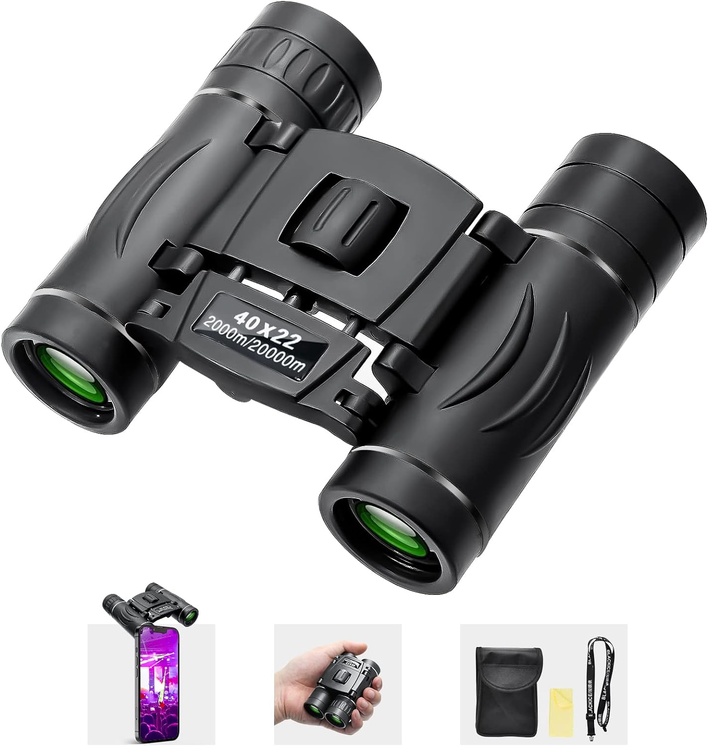 BLACKICE 40X22 Small Binoculars for Adults Kids, Mini Pocket Compact Binoculars for Bird Watching, Opera Concert, Travel, Cruise Essentials Must Haves, Lightweight Foldable Binoculars