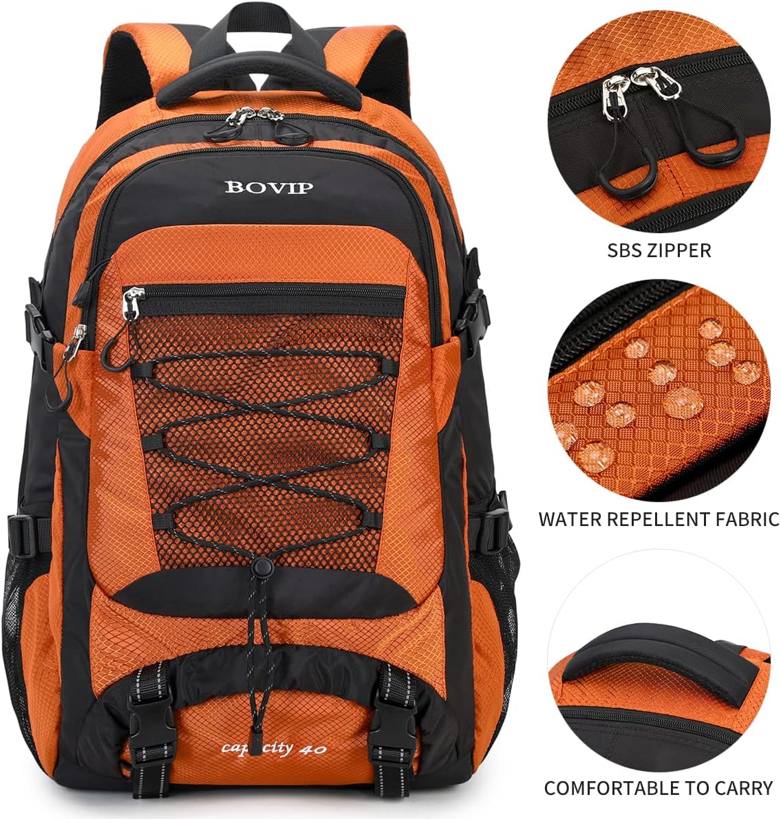 BOVIP 40L Hiking Backpack Waterproof Lightweight Daypack Travel Sports Camping Backpack for Men Women