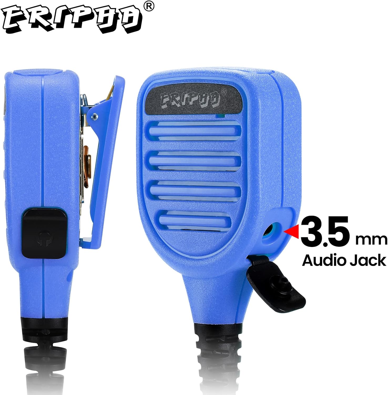 ERIPHA Shoulder Mic Speaker Compatible with Motorola XPR 3000 3000e 3300 3300e 3500 3500e Waterproof IP56 Two Way Radio Speaker Microphone with 3.5mm Jack (Blue)
