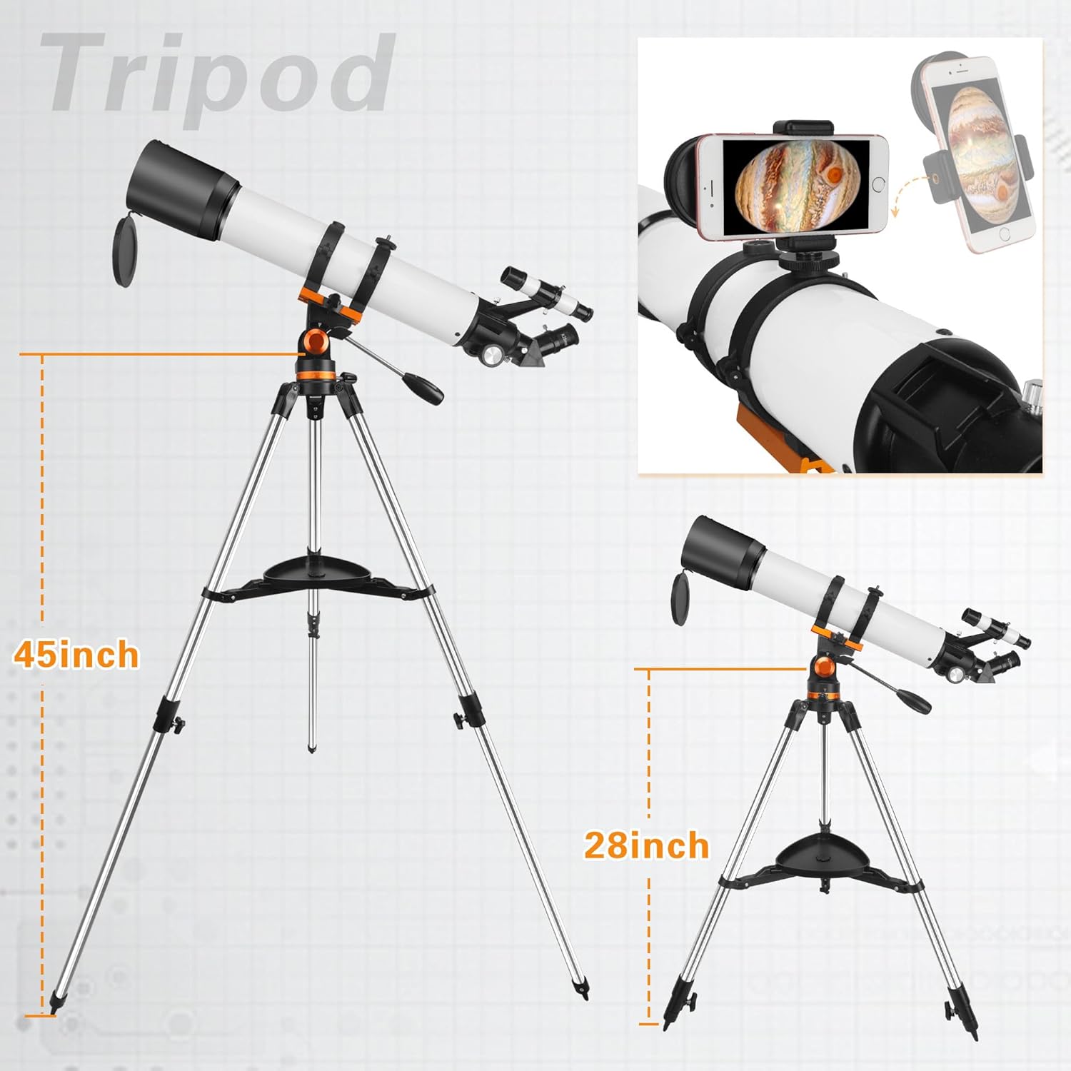 HAWKKO Telescopes, 90mm Aperture Telescope for Adults Astronomy, 700mm Refracting Telescope Fully Multi-Coated High Transmission Coatings with AZ Mount Tripod Phone Adapter Viewing Planets and Stars