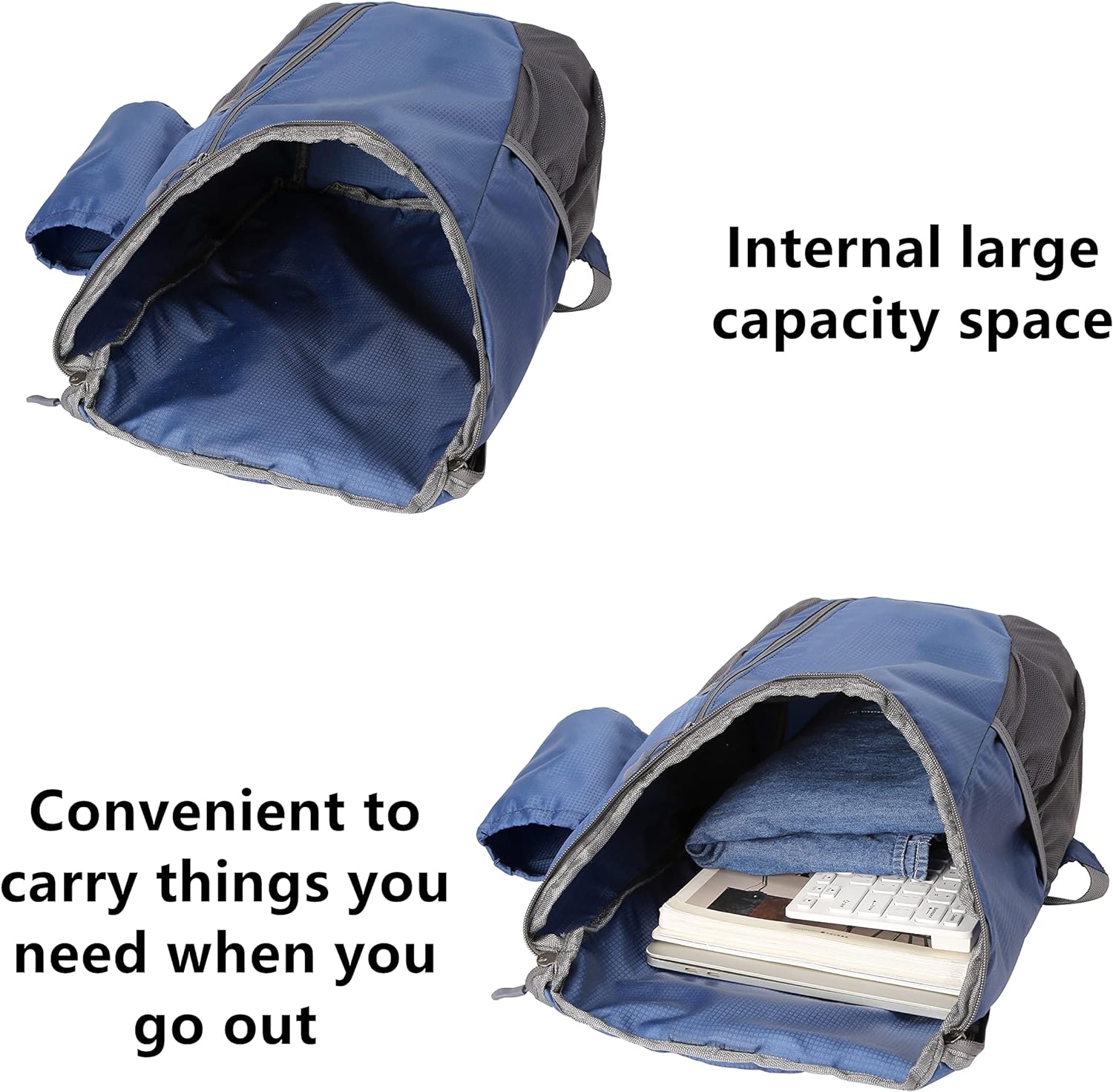 KEYDUACU Unisex foldable backpack portable backpack hiking travel backpack wear-resistant waterproof backpack outdoor sports backpack(blue)