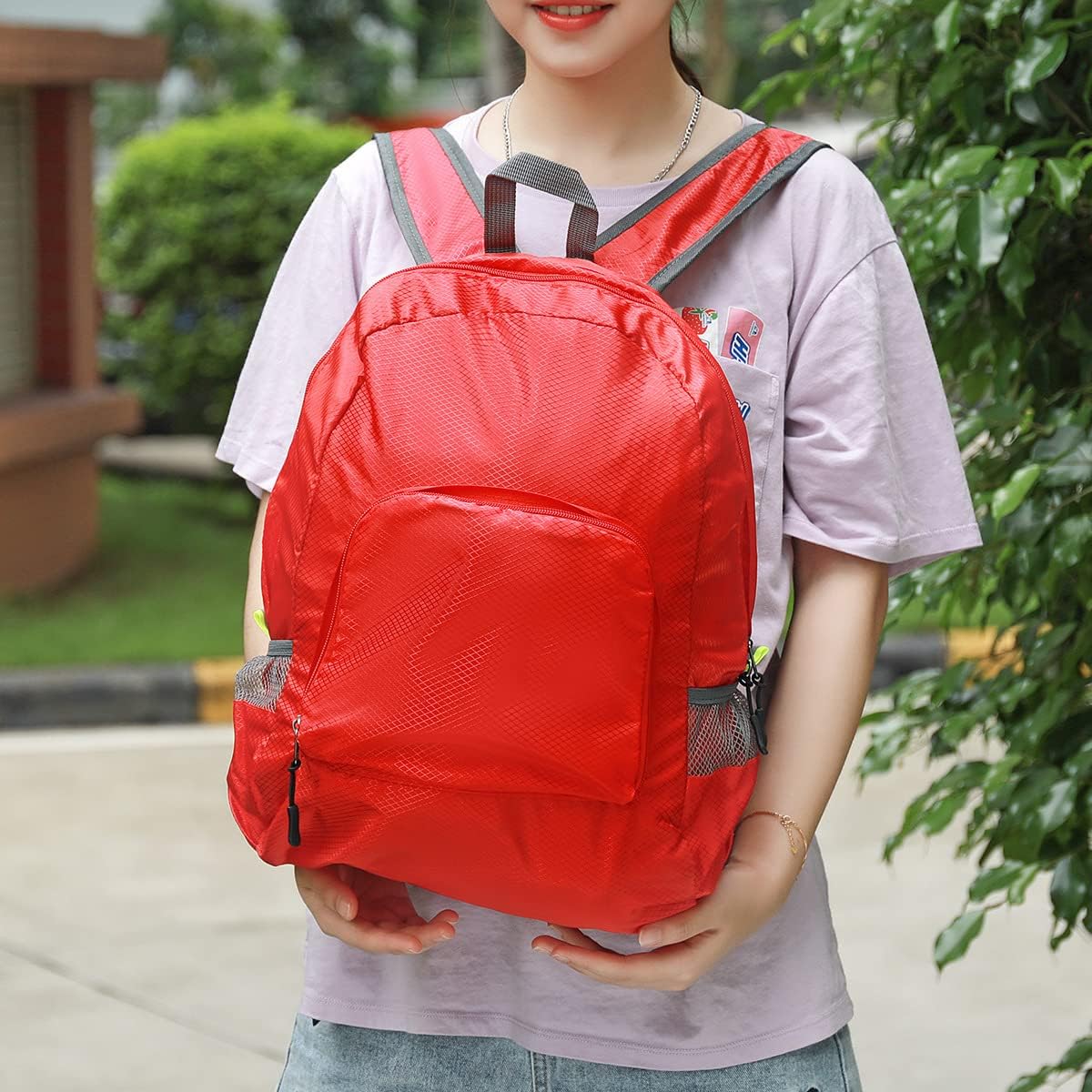 Lmagice Lightweight foldable backpack outdoor mountaineering bag travel backpack orange