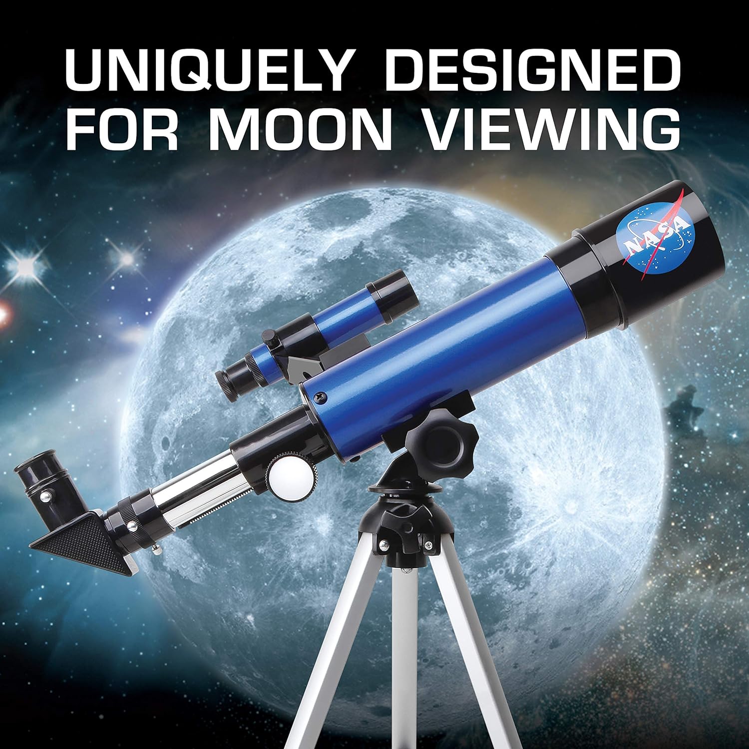 NASA Lunar Telescope for Kids – 90x Magnification, Includes Two Eyepieces, Tabletop Tripod, and Finder Scope- Kids Telescope for Astronomy Beginners, Space Toys, NASA Gifts (Amazon Exclusive)