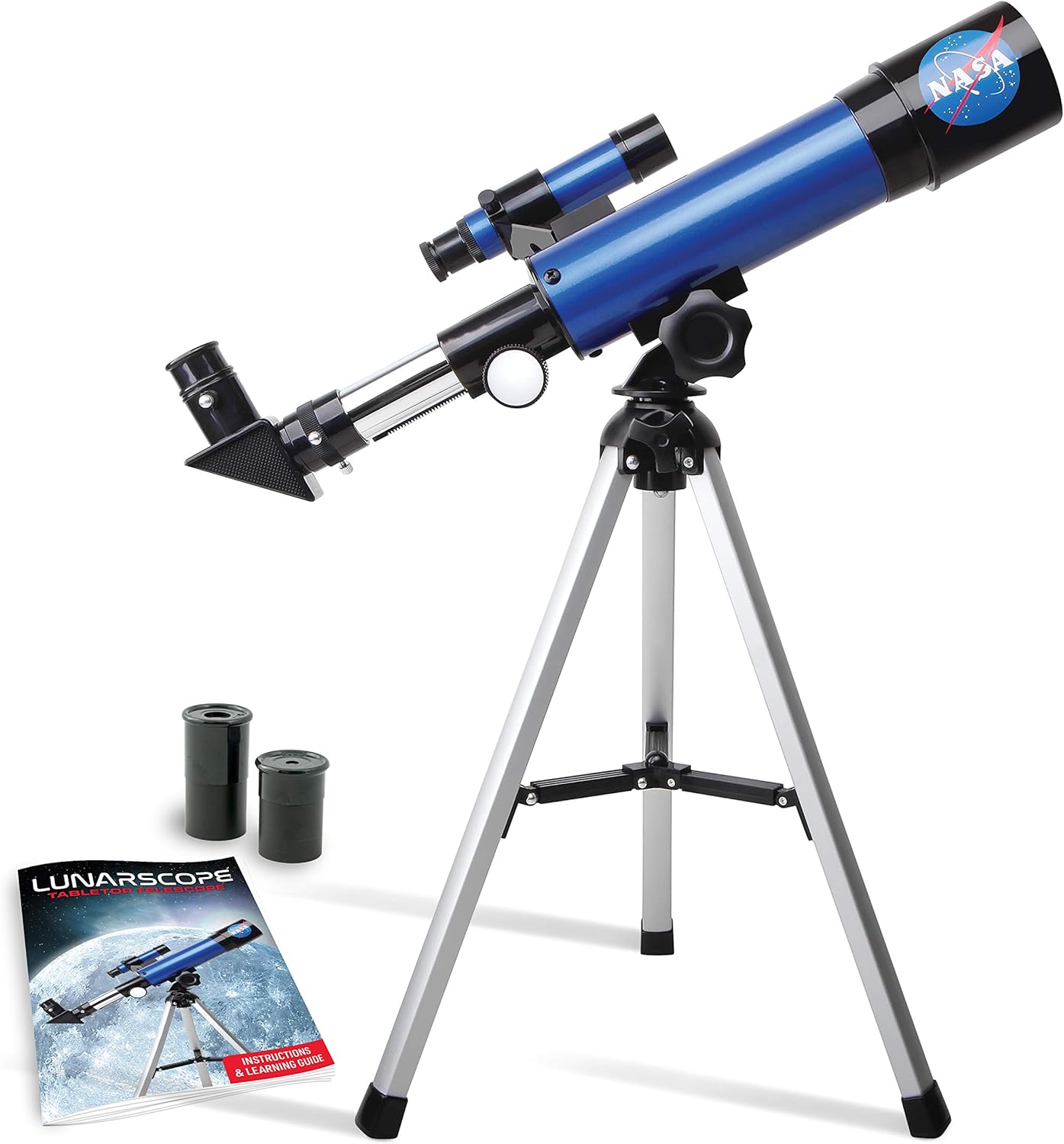 NASA Lunar Telescope for Kids – 90x Magnification, Includes Two Eyepieces, Tabletop Tripod, and Finder Scope- Kids Telescope for Astronomy Beginners, Space Toys, NASA Gifts (Amazon Exclusive)