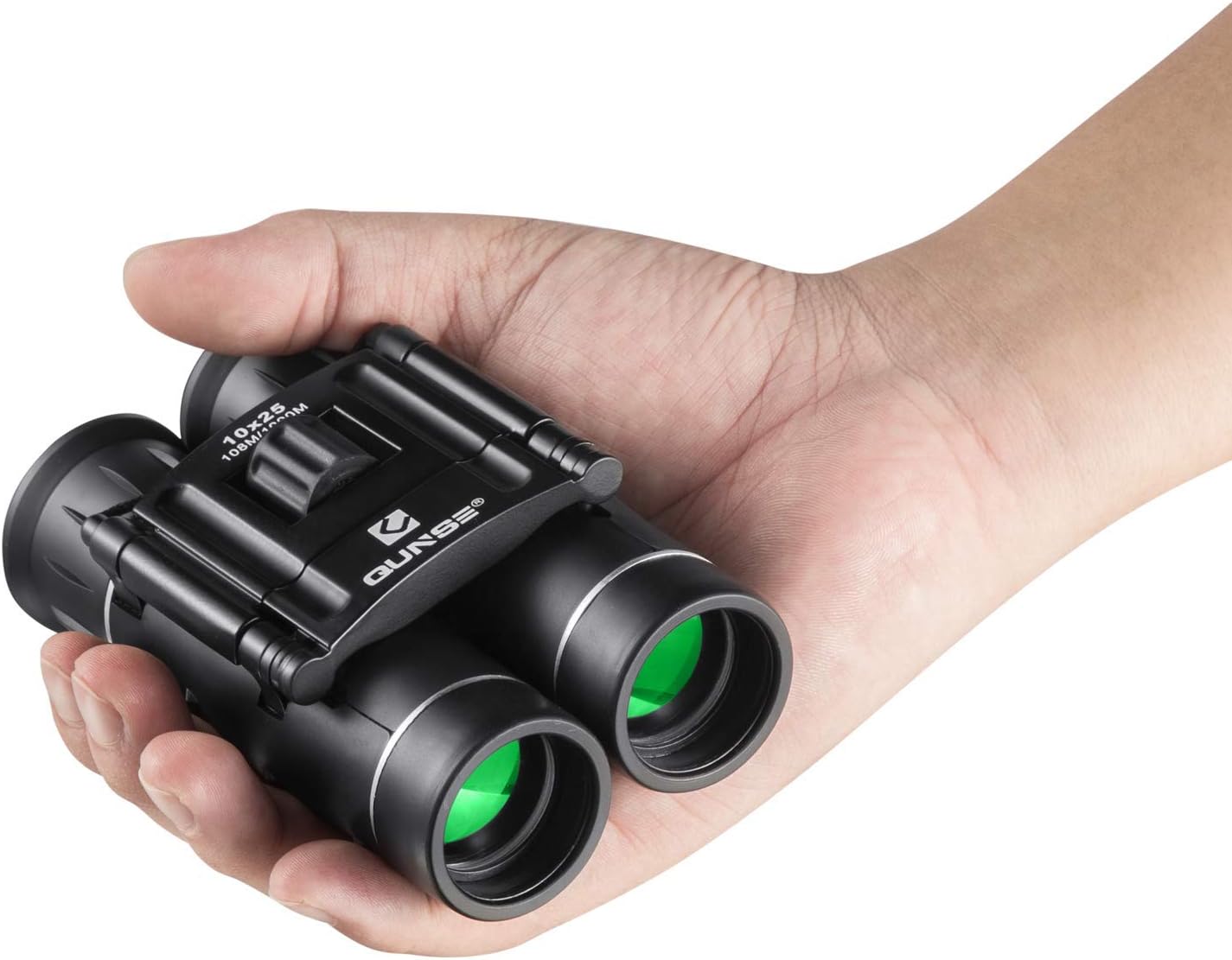 QUNSE Mini Pocket Small Binoculars, 10x25 Bird Watching Compact Folding Binoculars with Waterproof for Adults/Kids/Travelling/Sightseeing/Hunting