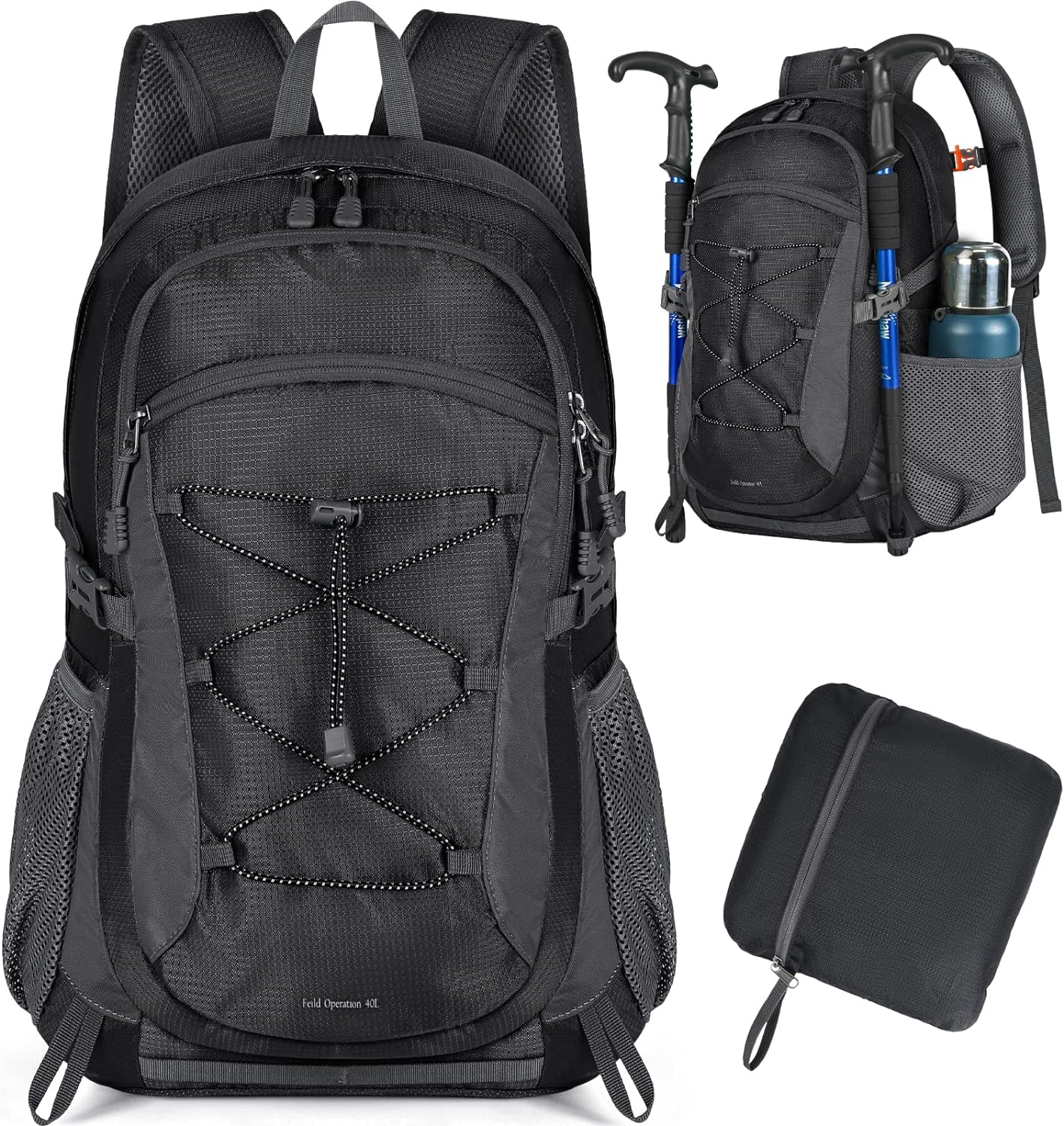 RAINSMORE Hiking Backpack 40L Waterproof Camping Backpack Lightweight Packable Backpack for Women Men Outdoor Travel Daypack