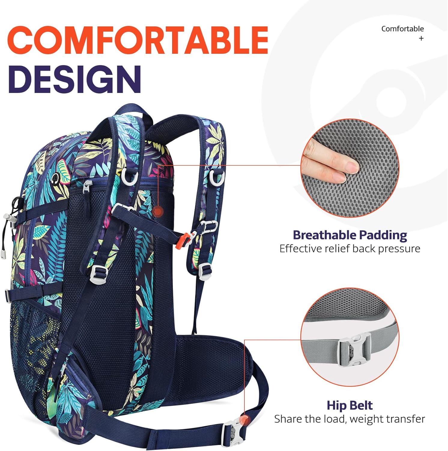 SAVVY NOMAD 40L Hiking Backpack Lightweight Packable Travel Backpack for Women Men