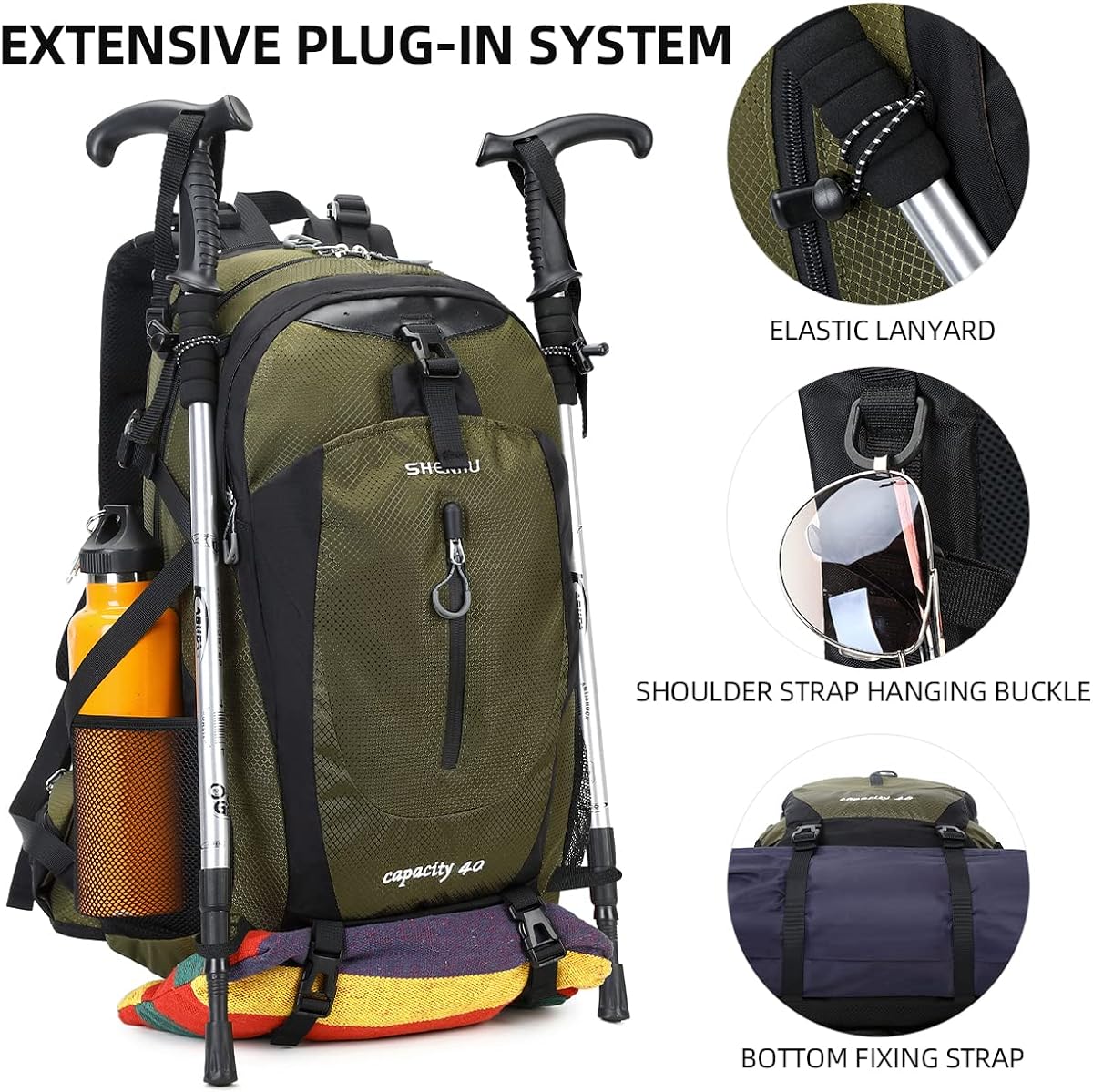 SHENHU Hiking Backpack 40L Waterproof Daypack Lightweight Outdoor Camping Backpack for Men Women Sport Trekking