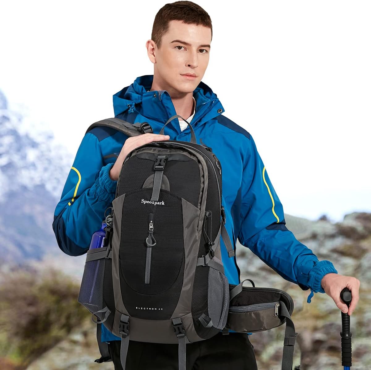 SPEEDPARK Hiking Backpack 40L Waterproof Hiking Daypack with Rain Cover, Outdoor Trekking Travel Backpacks for Men Women