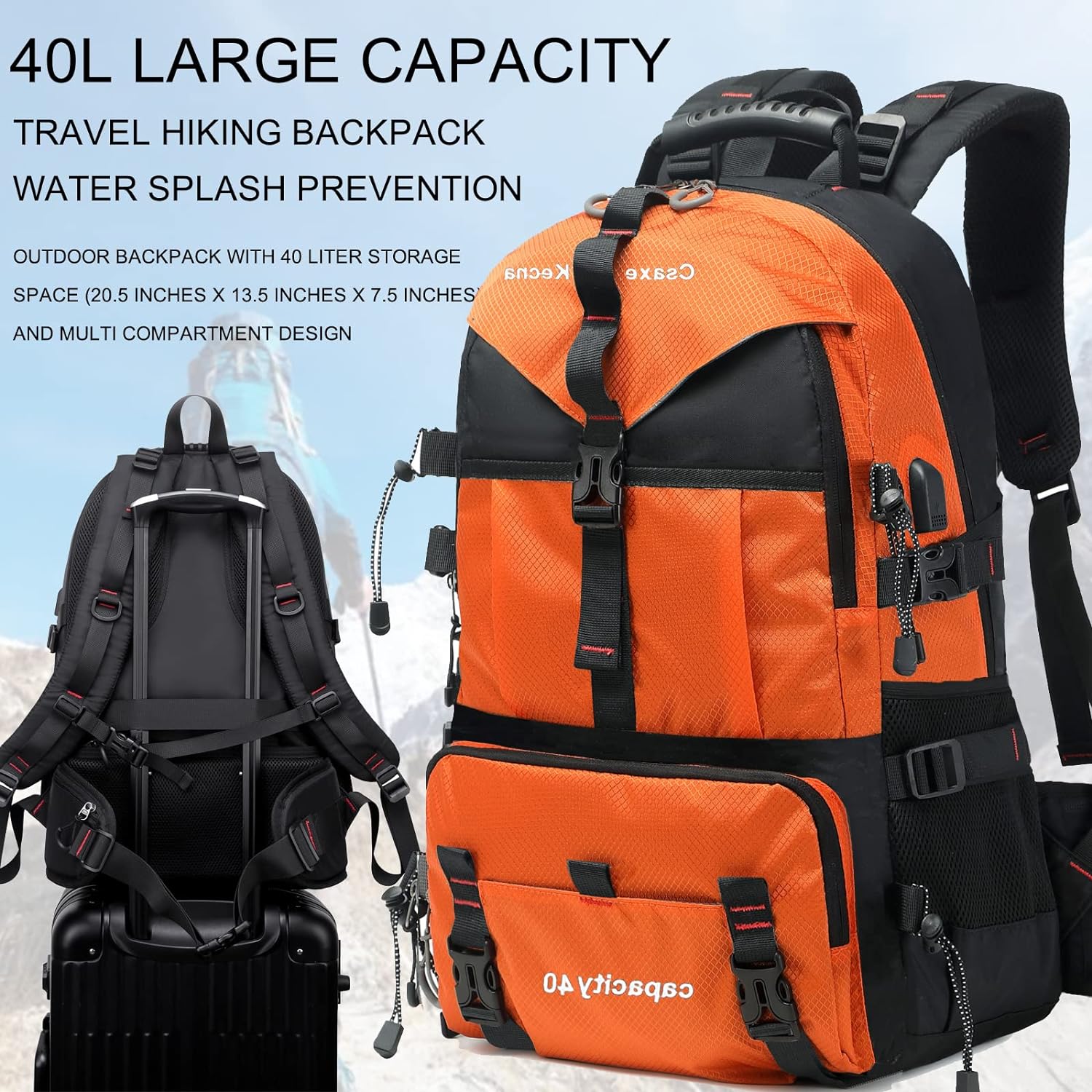 YANIMENGNU Traveling Backpack 40L Waterproof and Light Outdoor Hiking, Mens and Womens Camping Backpack