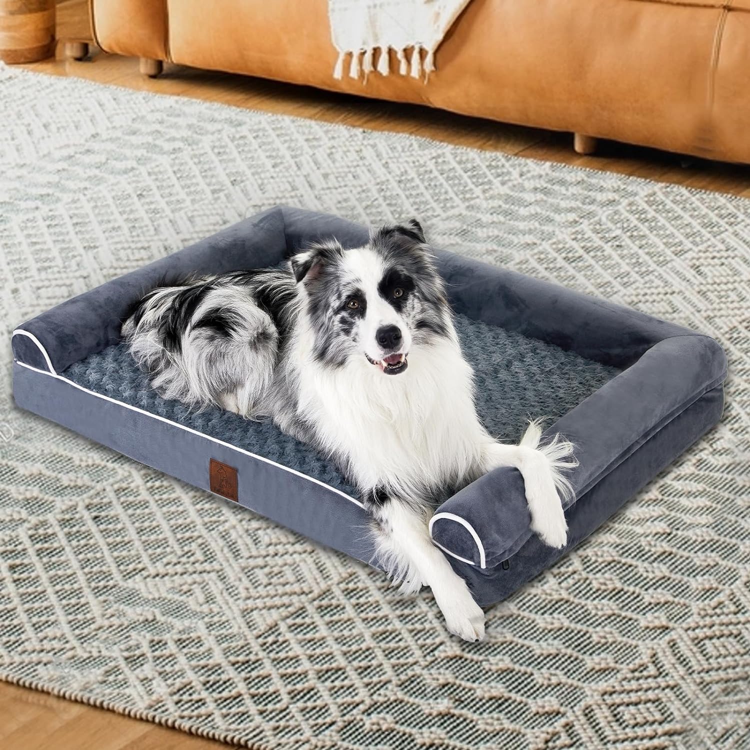 Fafafulai Dog Bed for Large Dogs, Orthopedic Comfortable Dog Sofa Bed Dogs Couch Bed Washable Removable Cover Pet Bed with Waterproof Lining and Nonskid Bottom
