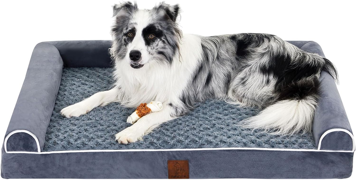 Fafafulai Dog Bed for Large Dogs, Orthopedic Comfortable Dog Sofa Bed Dogs Couch Bed Washable Removable Cover Pet Bed with Waterproof Lining and Nonskid Bottom