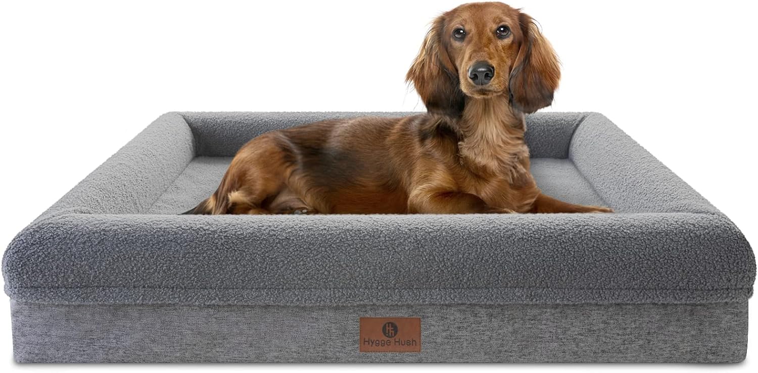 Hygge Hush Dog Beds for Medium Dogs, Orthopedic Large Dog Bed Memory Foam Soft Portable Pet Sofa Waterproof Dog Bed Durable Pet Bed with Non-Skid Bottom and Washable Removable Cover Dog Bed for Crate