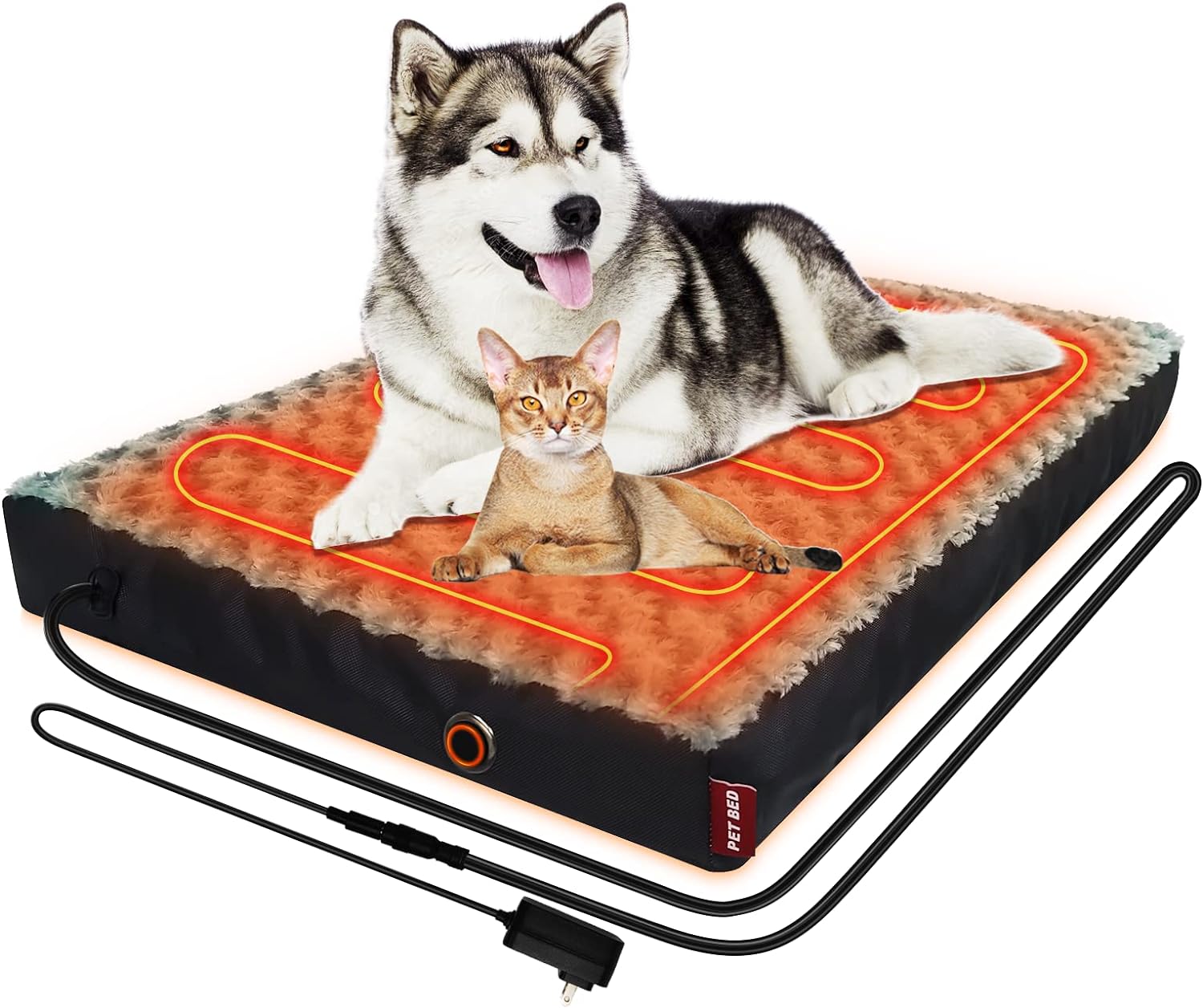 HyphessAda Upgraded Heated Dog Bed with Enlarged Heating Area, 12V Safe Voltage Arthritis Orthopedic Dog Bed with Memory Foam, Heated Pet Bed with Waterproof Cover for Medium, Large, XL Dogs (XL)