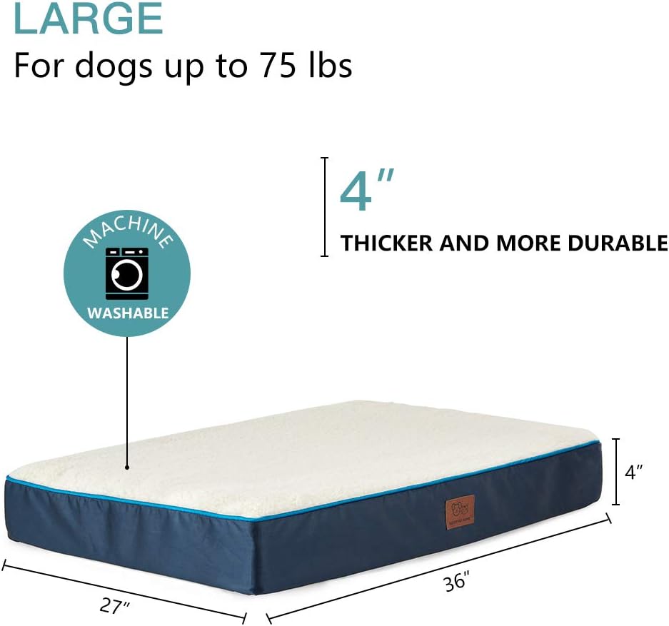 SunStyle Home Waterproof Dog Bed for Dogs Cats Up to 50lbs Medium Dog Bed with Orthopedic Egg Crate Foam Removable Washable Cover Grey Mattress Pet Mat Bed