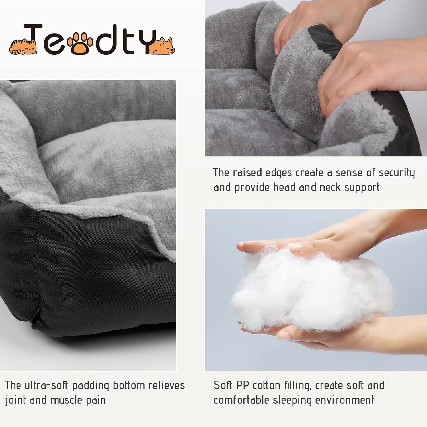 Teodty Dog Beds for Medium Dogs, Washable Pet Bed Mattress Comfortable, Warming Rectangle Dog Bed for Medium and Large Dogs, Cat Pets
