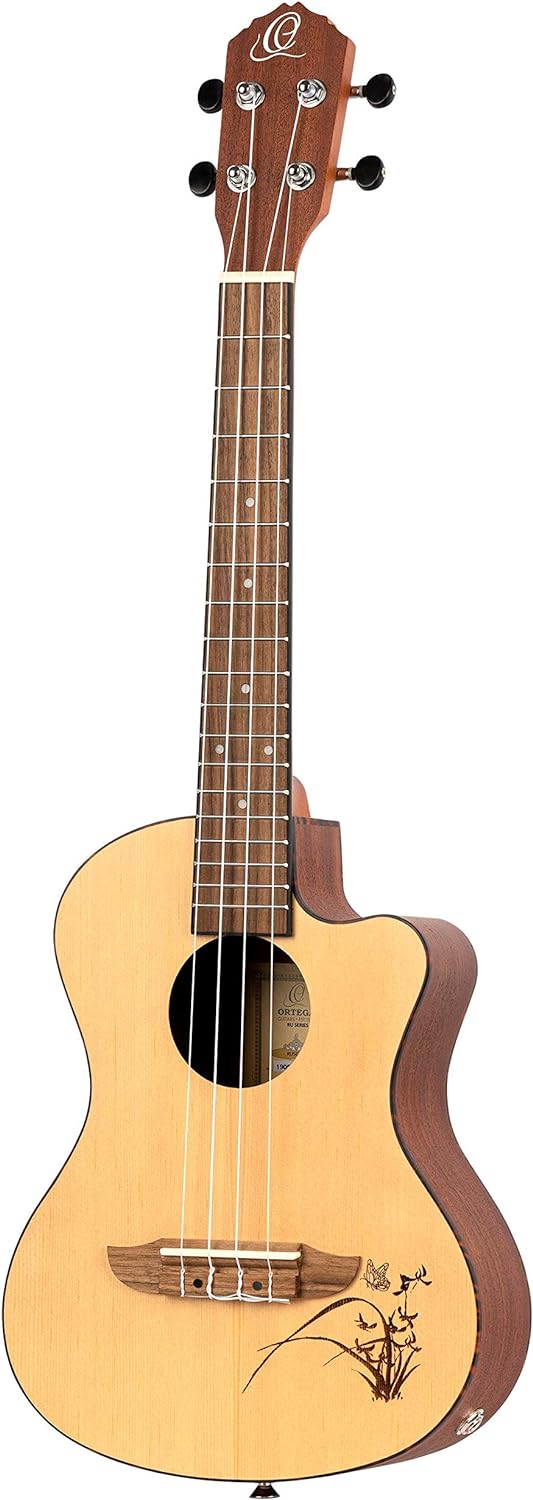 Ortega Guitars, 4-String Bonfire Series Baritone Acoustic-Electric Ukulele, Right-Handed, (RU5CE-BA)
