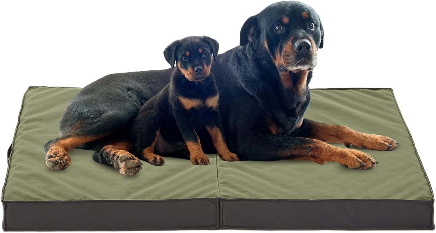 PETABBY Outdoor Dog Beds for Large Dogs, Waterproof Dog Bed Portable with Washable Cover, Foldable Durable Cooling Dog Bed Orthopedic for Outside Indoor, 35inch All Weather to Use
