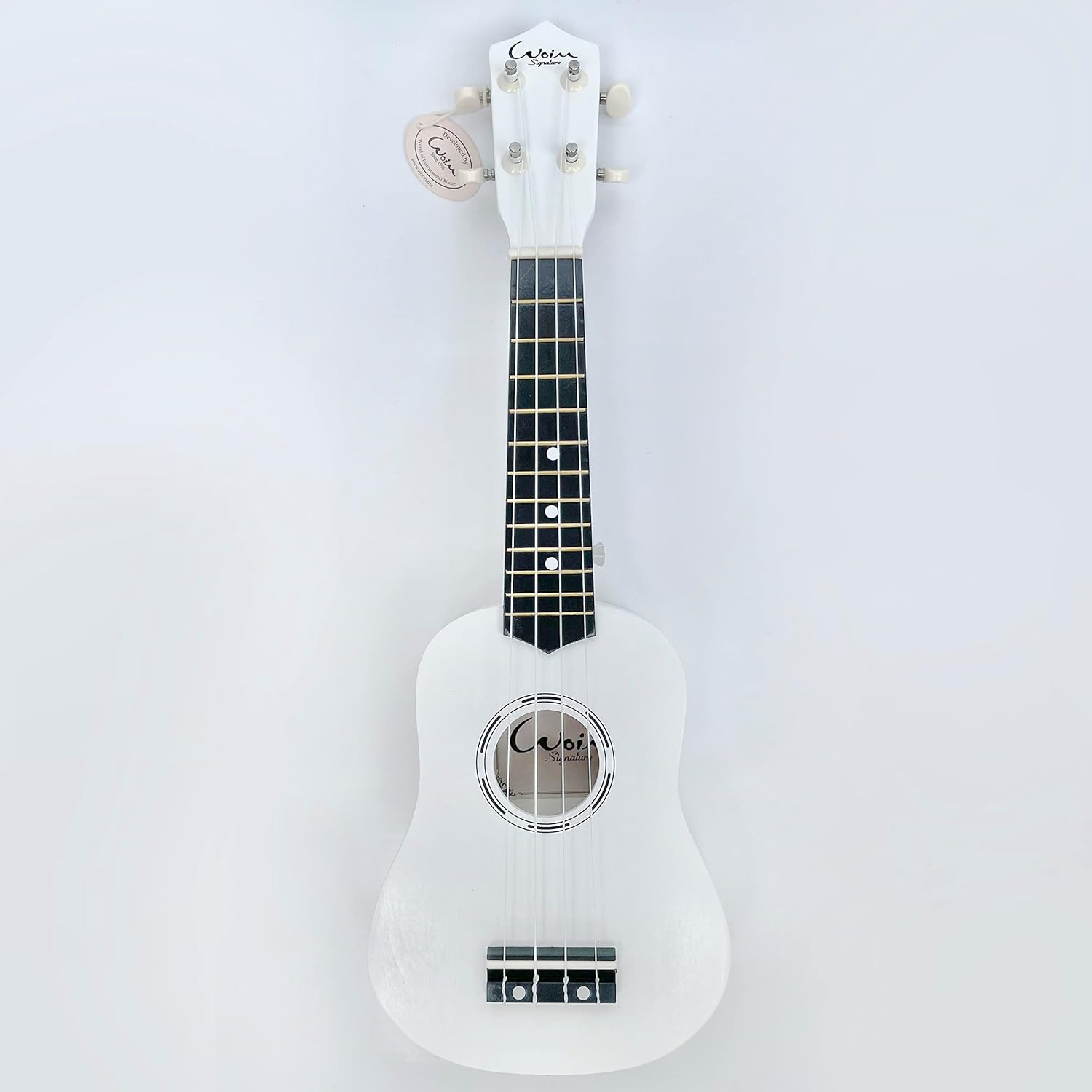 Woim Soprano 21 Inch Ukulele For Beginner with Free Pick, Cover Bag and One By One Video Call Tutorial Sesson (White)