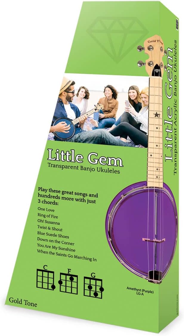 Gold Tone Little Gem Ukes, 4-String Ukulele, Right, Purple (LG-A)