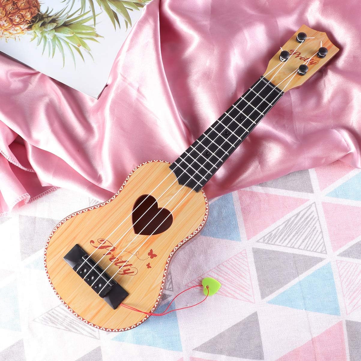 Healifty Ukulele Hawaii Guitar Four Strings Mini Guitar Small Musical Instruments Gifts for Beginner Kids Children Music Lovers (Light Brown)