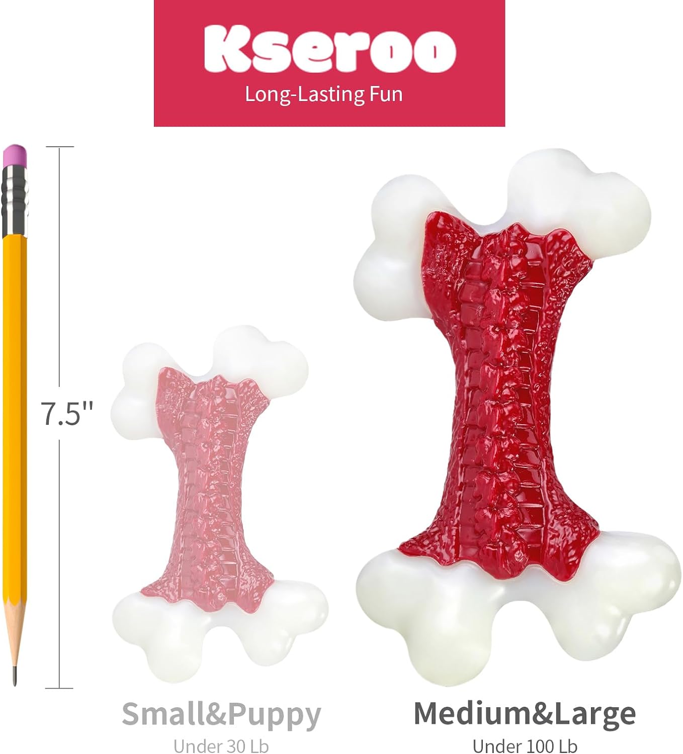 Kseroo Tough Dog Toys, Toys for Aggressive Chewers Large Breed, Chew Dogs, Bone Toy Nylon Durable Dogs Extreme Indestructible
