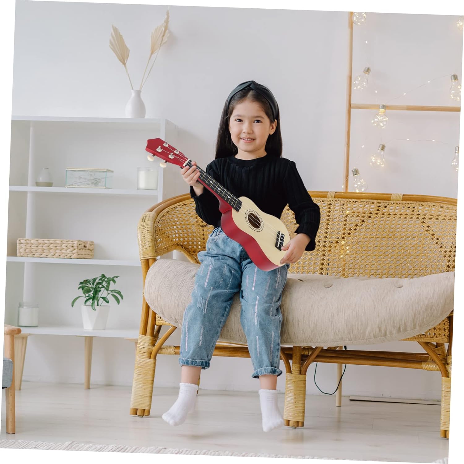 SUPVOX 1set Wooden Ukulele Child Portable Small Guitar High Environmental Protection Paint