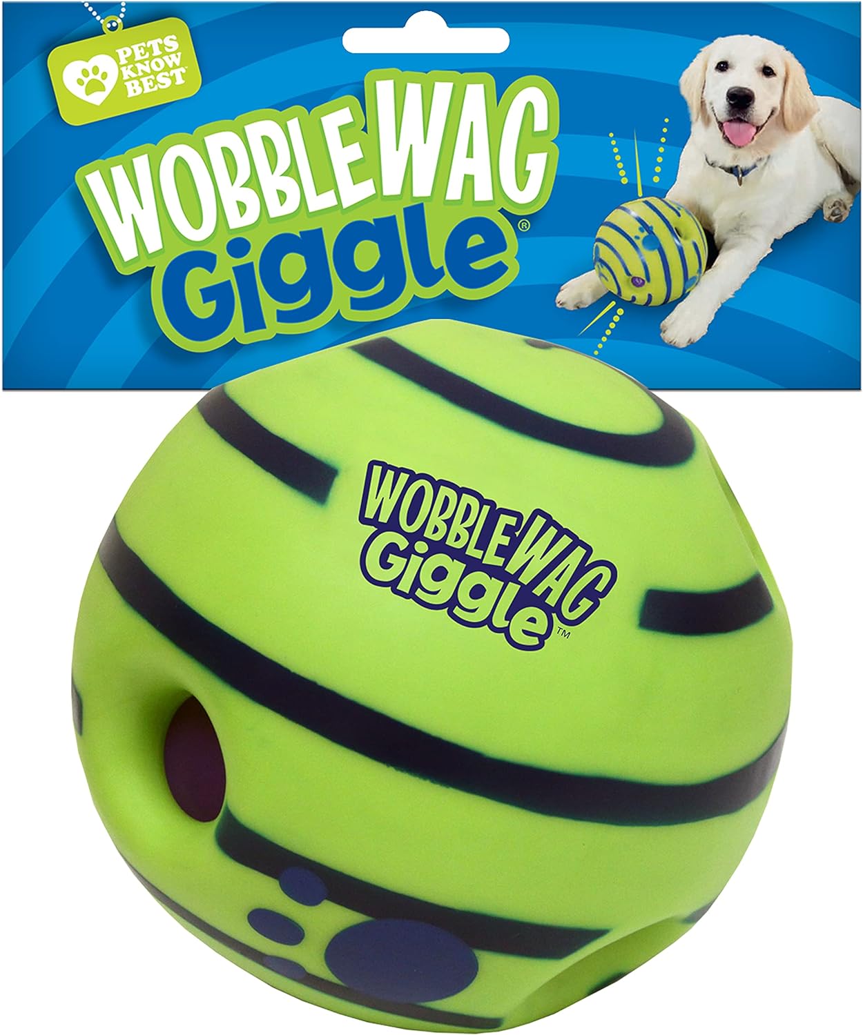 Wobble Wag Giggle Ball, Interactive Dog Toy, Fun Giggle Sounds When Rolled or Shaken, Pets Know Best, As Seen On TV