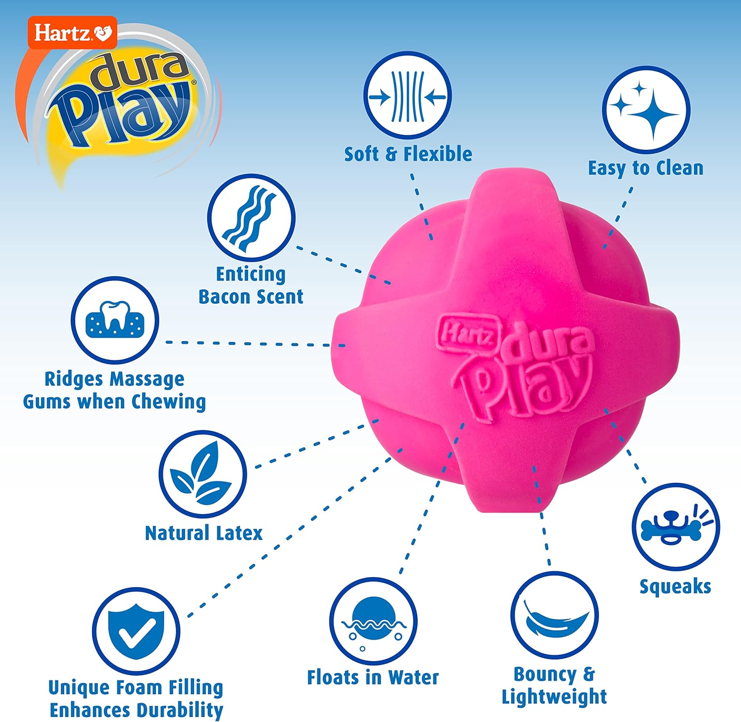 Hartz DuraPlay Ball Squeaky Latex Dog Toy, Medium 3 Pack