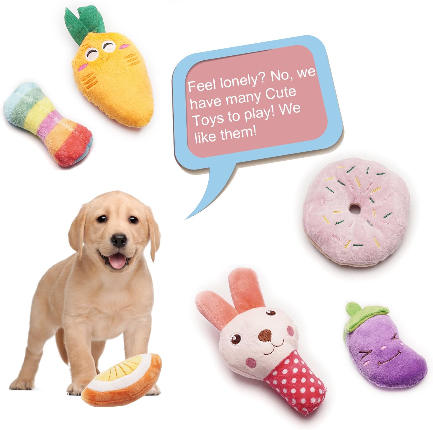 SZKOKUHO 9 Pack Small Dogs Puppy Squeaky Dog Toys,Cute Variety Colors Designs to Bite Anytime, for Small Dogs